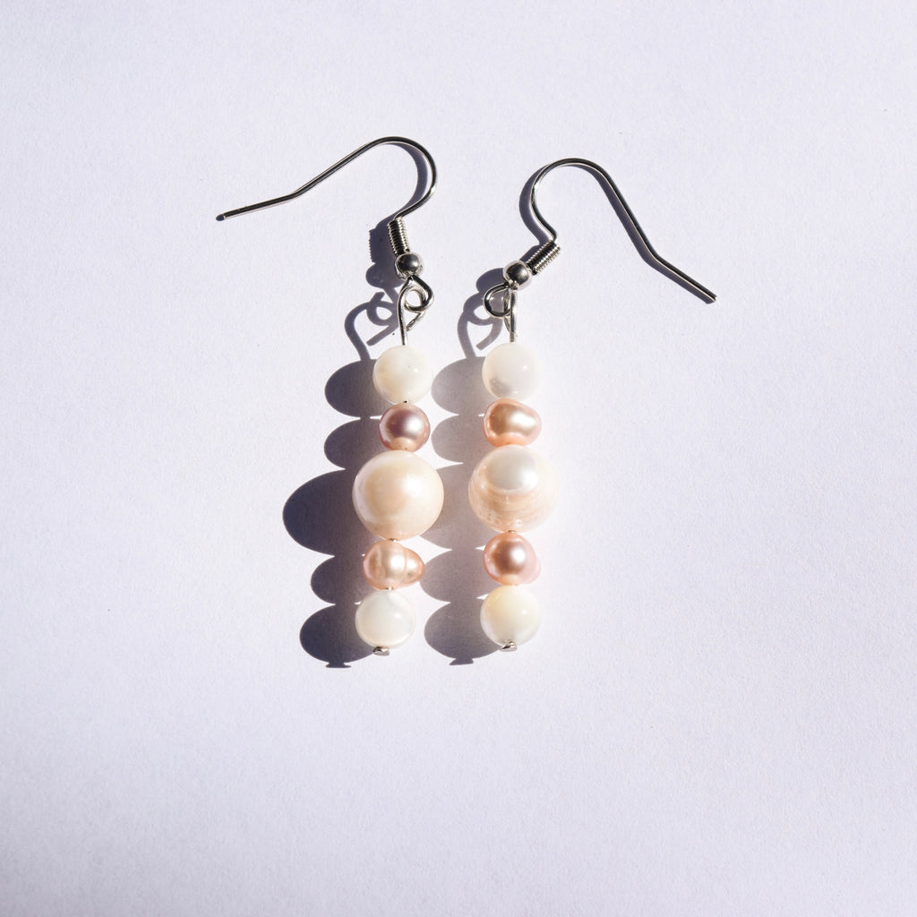 Aphrodite Drop Earrings - Freshwater Pearl & Mother of Pearl (Stainless Steel)