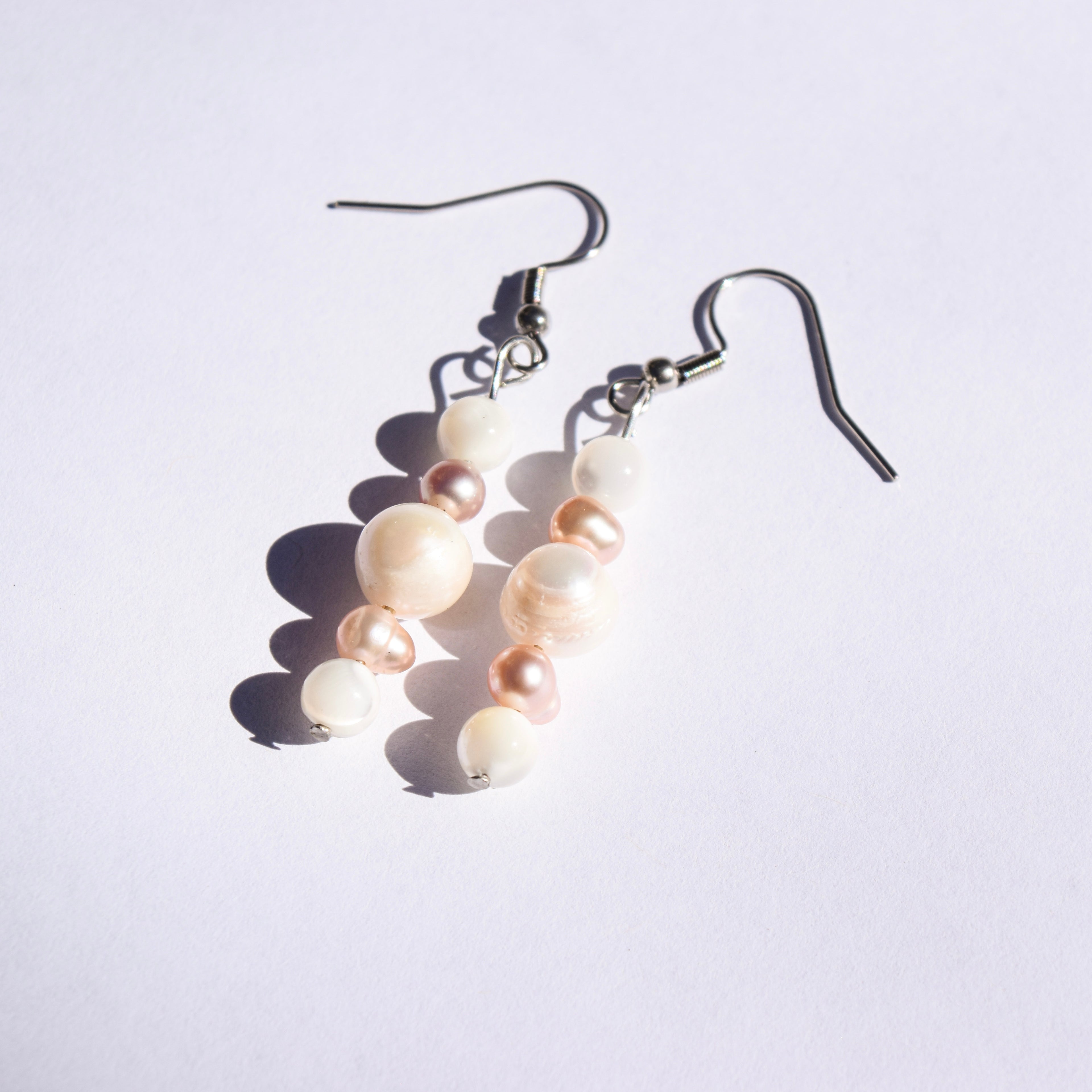 Aphrodite Drop Earrings - Freshwater Pearl & Mother of Pearl (Stainless Steel)
