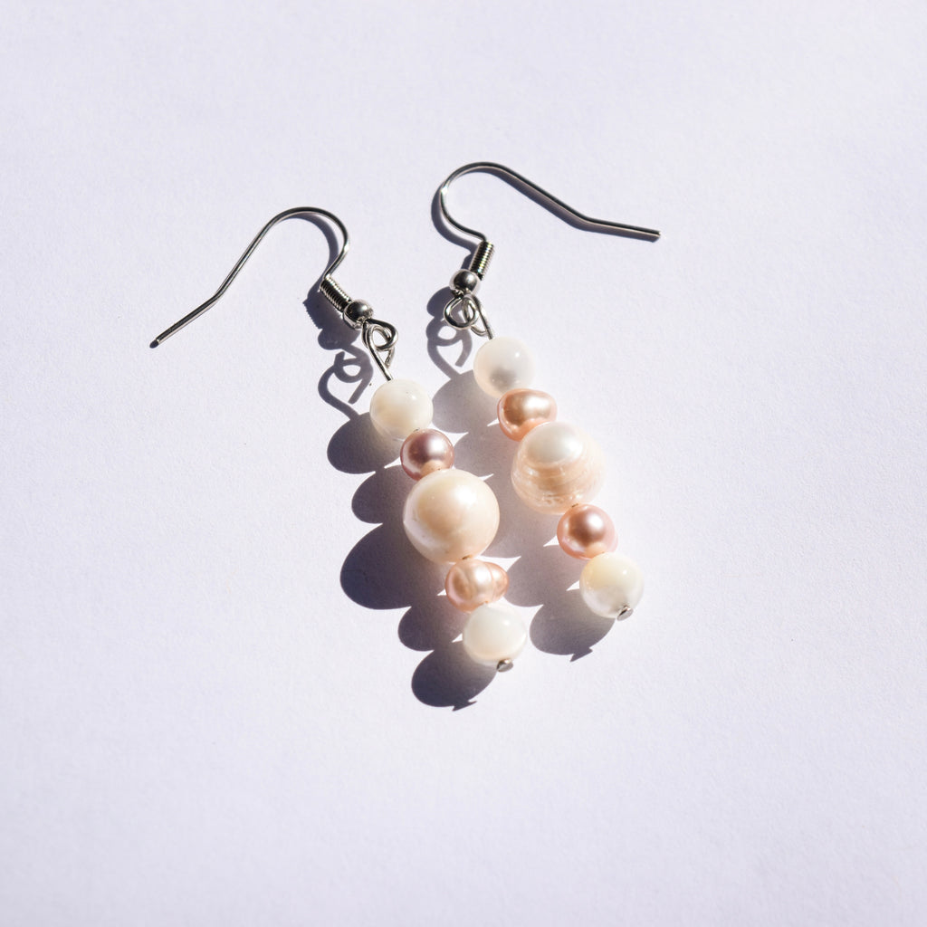 Aphrodite Drop Earrings - Freshwater Pearl & Mother of Pearl (Stainless Steel)