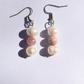 Aurora Drop Earrings - Freshwater Pearl & Sunstone (Stainless Steel)